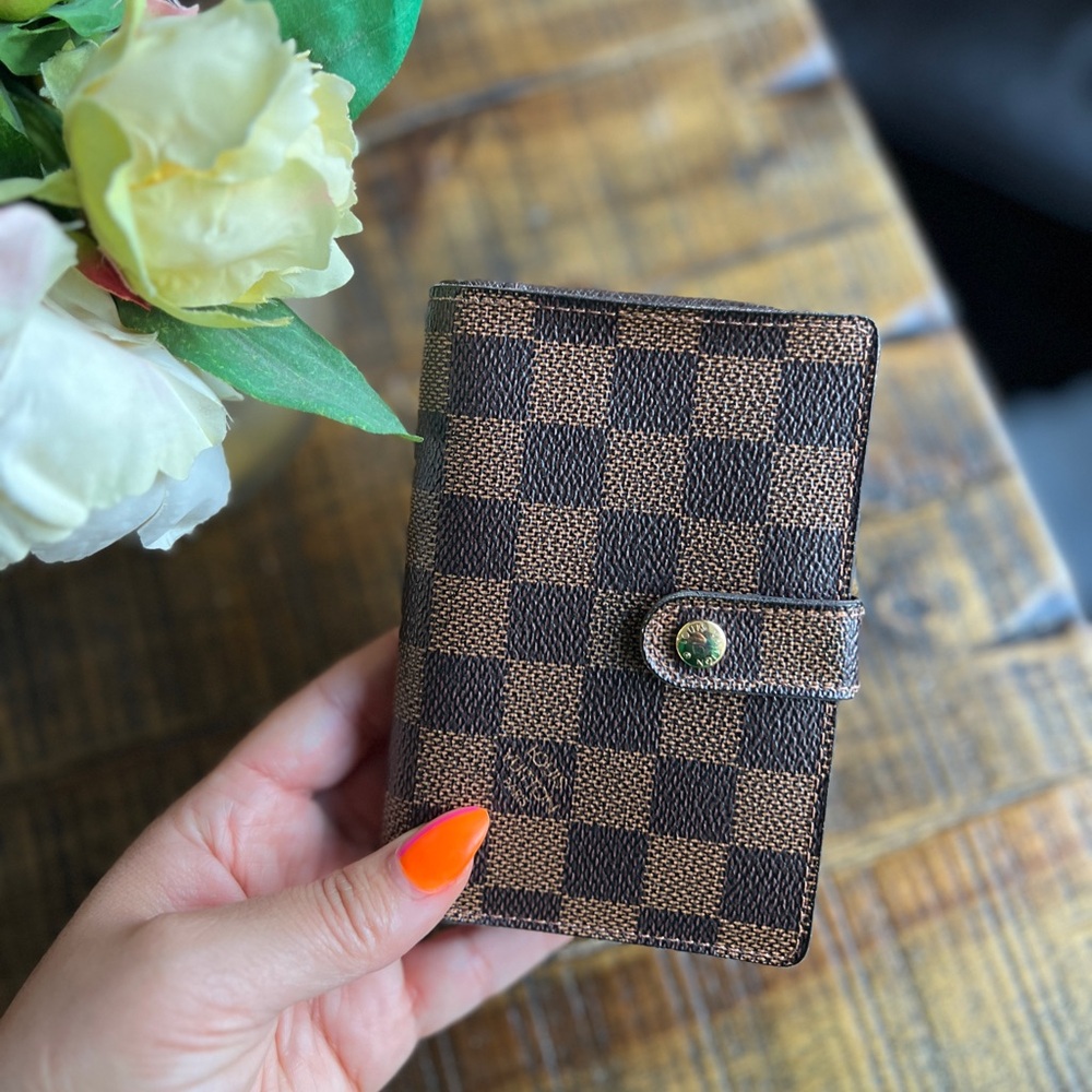 Louis Vuitton Damier Ebene Kiss Lock Portefeuille Viennois EUC